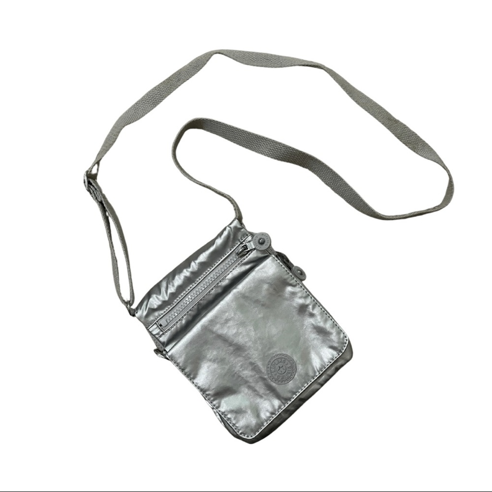 Metallic Silver Kipling Crossbody Bag